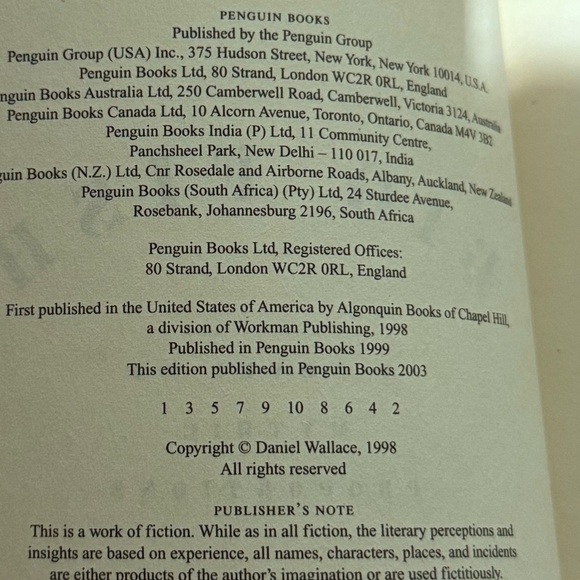 📖 Vintage Stunning Big Fish 2003 Trade Paper Back Book by Daniel Wallace 📚 - Picture 8 of 14